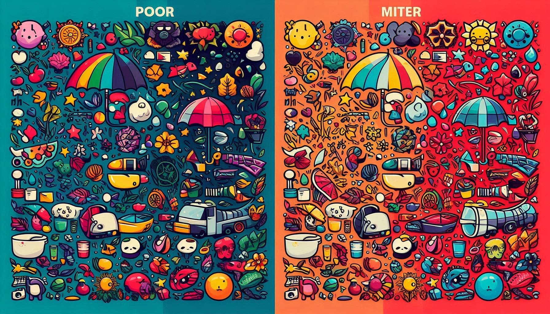 A comparison of poor versus good color contrast examples with text on various background colors.
